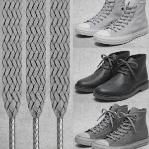 3 Pares de Cadarço Chato Algodão 0,8 Cm de Largura por 1,15 Cm de Altura - Cinza