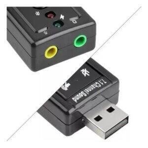 Placa De Som Usb 7.1 Adaptador Audio P2 P3 Pc Notebook Cor Preto - Generica