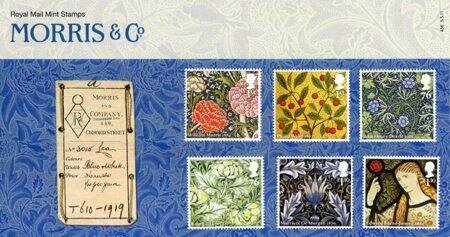 Coleção Stamps Presentations Pack da Royal Mail: Morris-and-Company