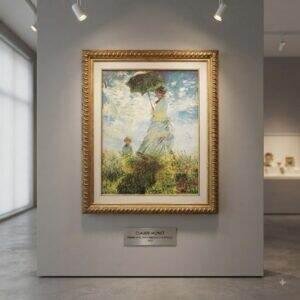 Quadro decorativo "mulher com sombrinha" de claude monet - moldura clássica