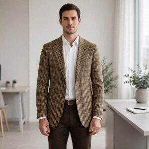 Blazer Ermenegildo Zegna Gritti xadrez tonalidade bege - seleções exclusivas - Semi-Novo