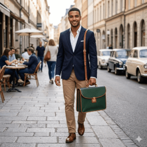 Maleta antiga executiva verde couro