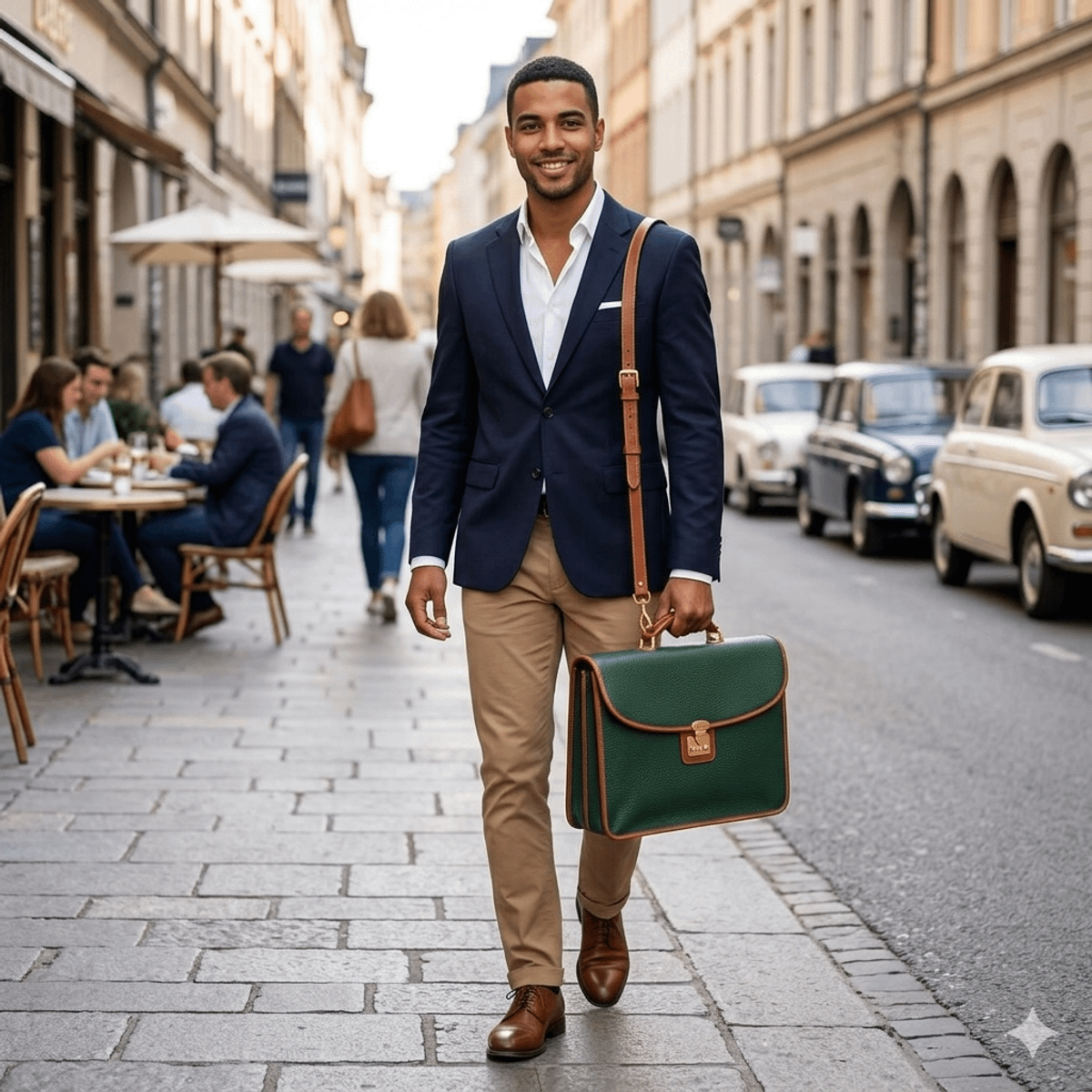Maleta antiga executiva verde couro