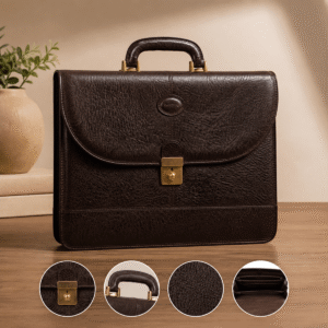 Maleta masculina executiva de couro legítimo - café - clássica, espaçosa e elegante