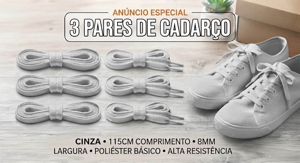 👟 Kit Exclusivo: 3 Pares de Cadarços (115cm x 8mm) - Imagem 3