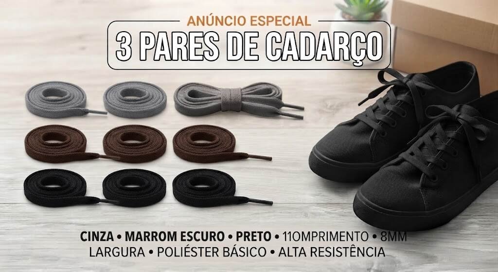 👟 Kit Exclusivo: 3 Pares de Cadarços (115cm x 8mm) - Imagem 2