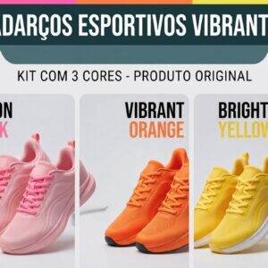 Kit 3 Pares Cadarço 120cm Oval Chines Redondo Poliester - Amarelo-Laranja neon-pink