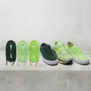 Kit 3 Pares Cadarço 120cm Oval Chines Redondo Poliester -  Verde Claro-Verde Limao-Verde Escuro