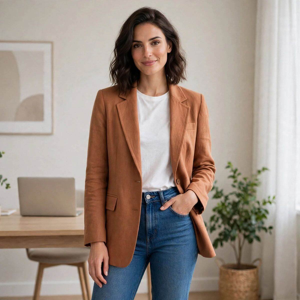 Blazer Caramelo Terracota100% Lã em Alfaiataria Feminino tam: 46 - Seminovo - seleções exclusivas