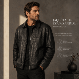 Jaqueta masculina Koala Couro Legítimo preta